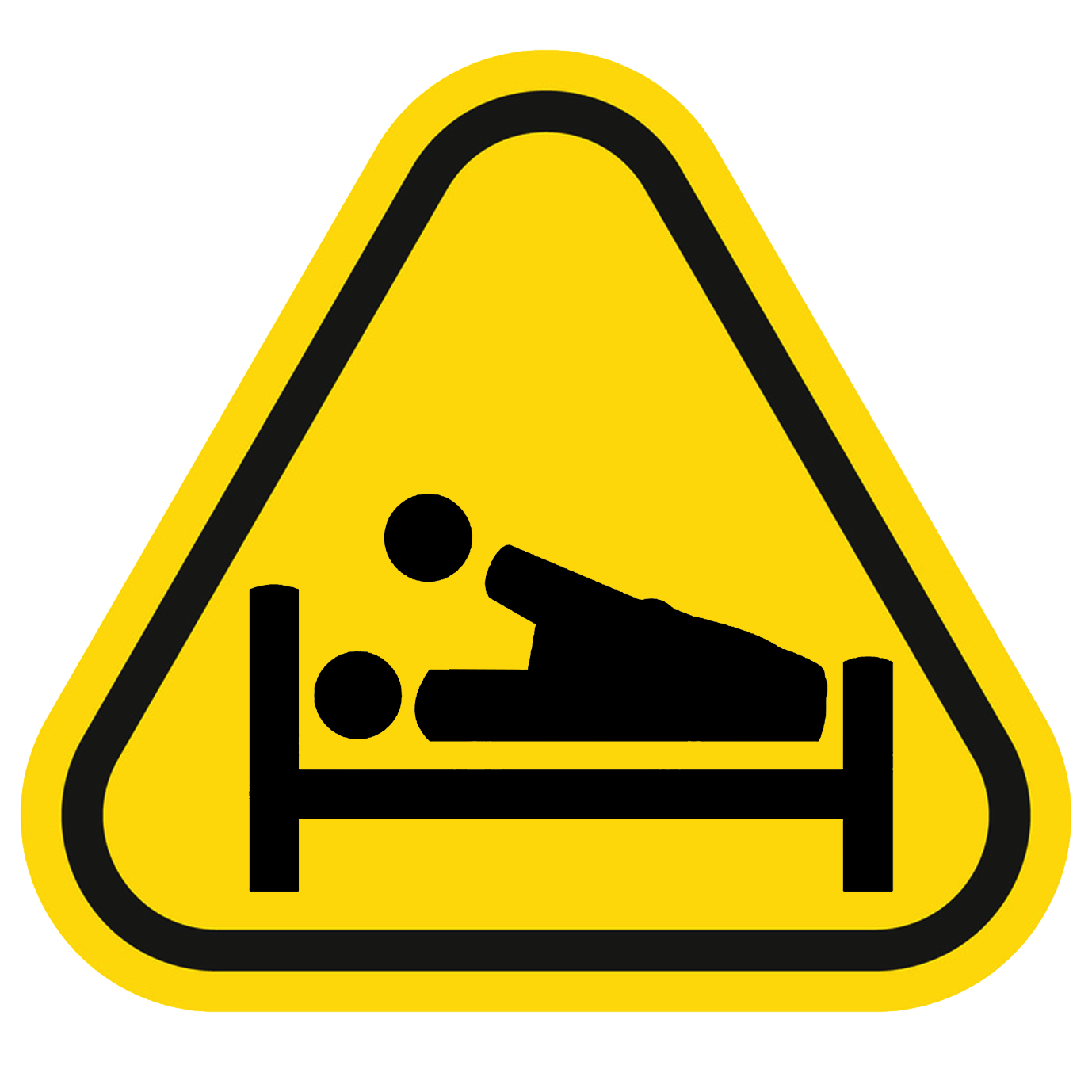 caution icon featuring figures laying in a bed